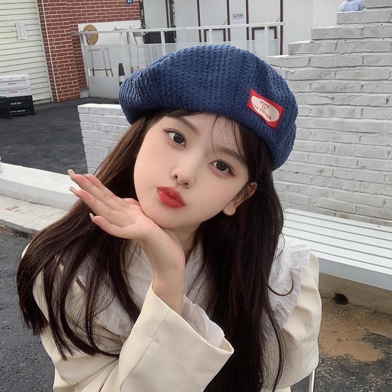 Korean niche labeling beret hat women's spring and autumn shopping show face small net red style all-match painter hat beret hat