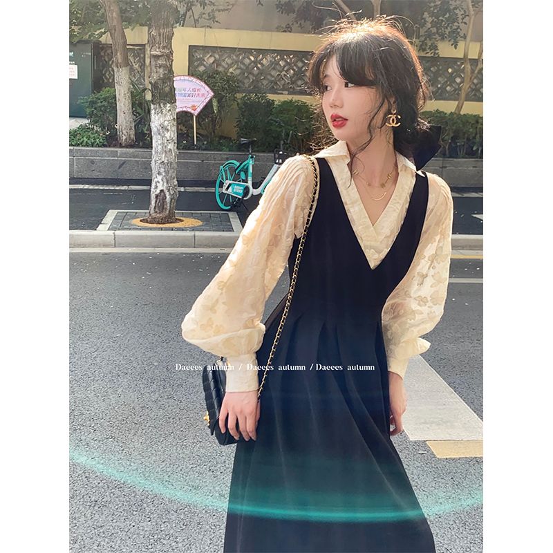 Big Eees Pearl Chanson Tencel shirt vest skirt high-end early autumn fashion suit women's light luxury two-piece [shipped within 15 days]