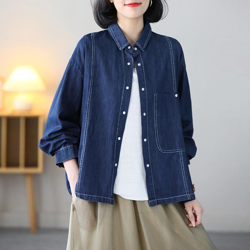 Picking up the leak~ The counter withdraws the cut label big-name denim jacket feminine all-match loose slim long-sleeved shirt