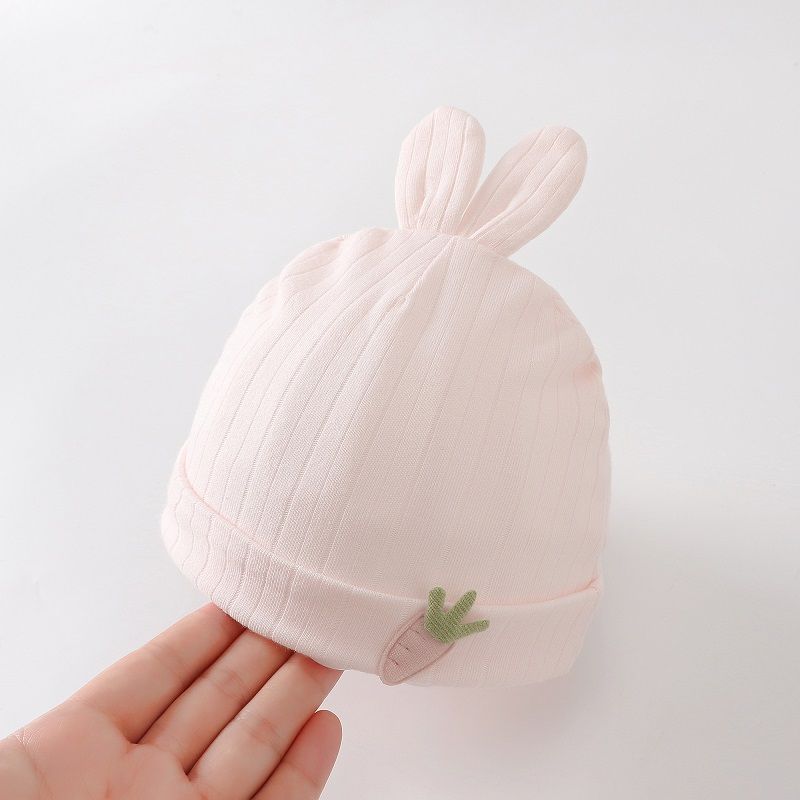 婴儿帽子春秋季新生儿男女宝宝0-3个月透气护卤门胎帽可爱纯棉冬