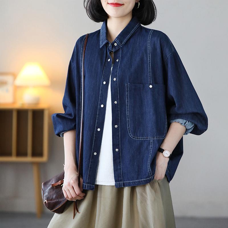 Picking up the leak~ The counter withdraws the cut label big-name denim jacket feminine all-match loose slim long-sleeved shirt