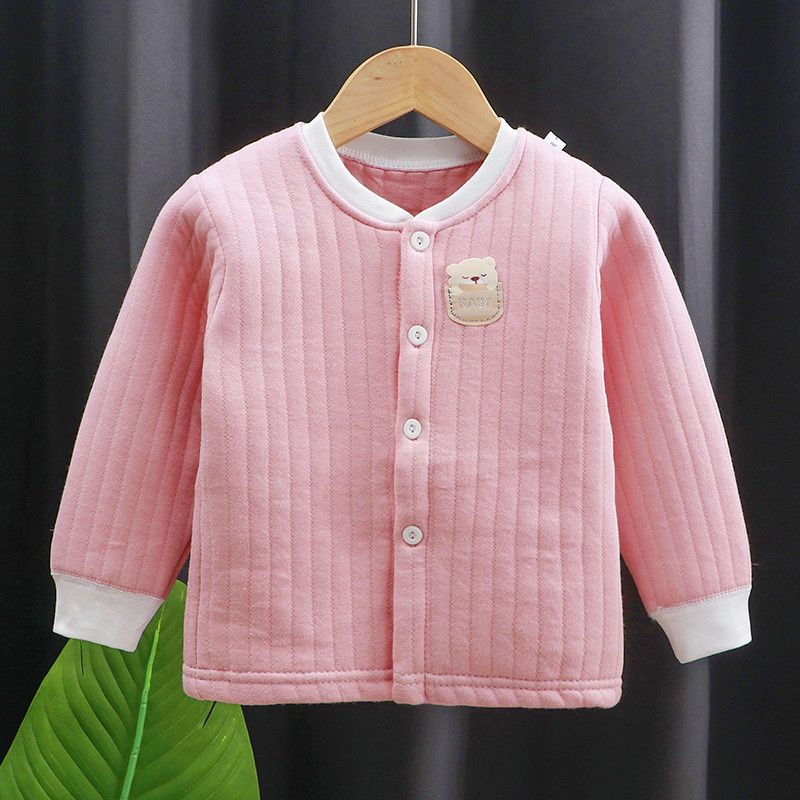 Baby three-layer thick thermal underwear one-piece top newborn baby coat autumn and winter boys and girls quilted autumn clothes