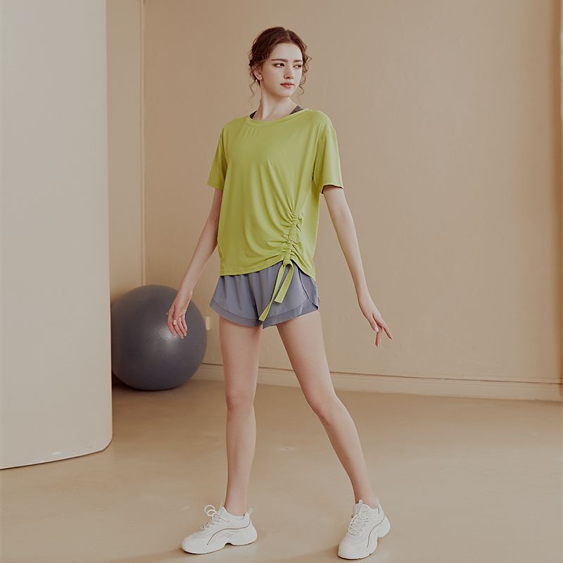高级感瑜伽服女短袖上衣健身衣T恤显瘦网红跑步宽松健身运动上衣