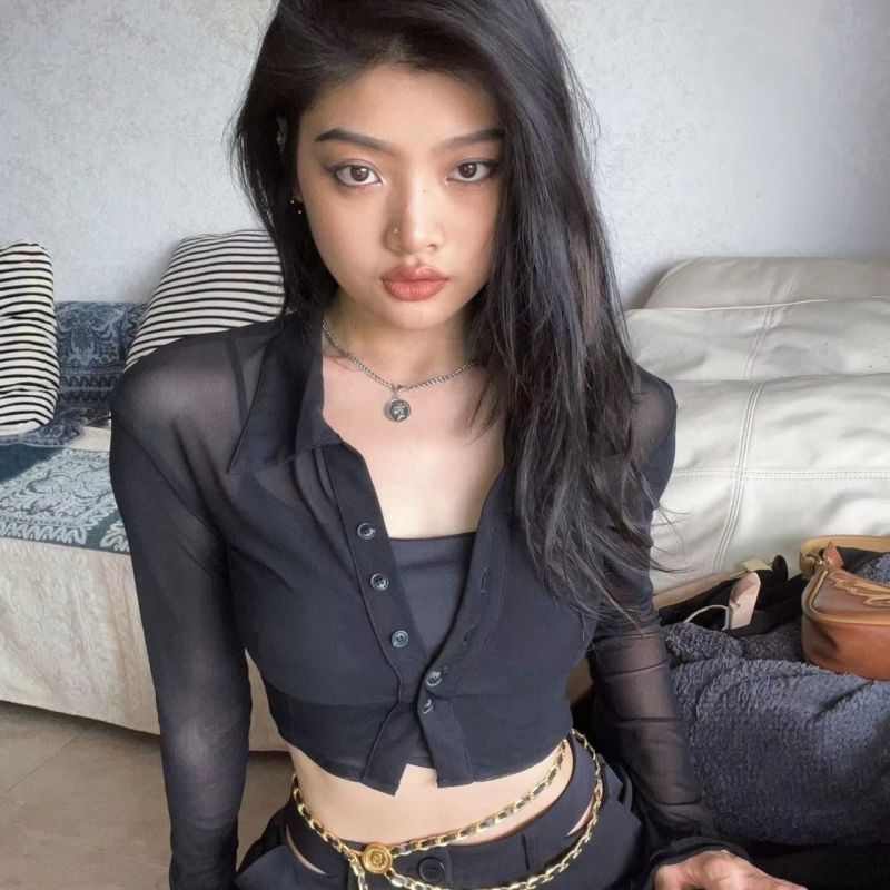 樂曼迪【Wear Kemei】復古美式清透網紗上衣kk-1310