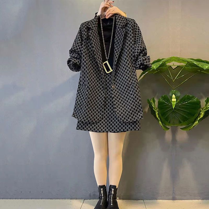 Spring 2023 new large-size women's slimming suit two-piece suit fat sister foreign style loose fashionable skirt