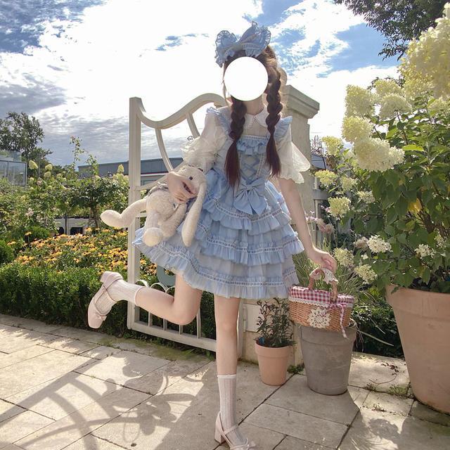 Han Mushroom Cool {spot}~factory original design cloud thousand layer Lolita dog short hot girl style sling jsk dress