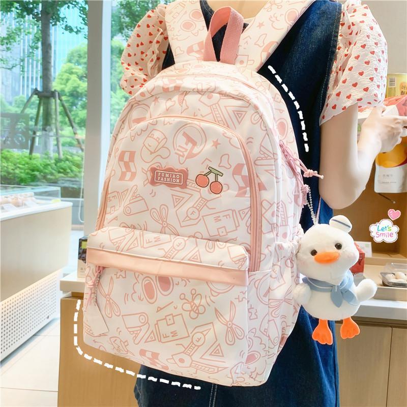 School bag female ins cute high school junior high school students large capacity versatile backpack elementary school students simple small fresh backpack
