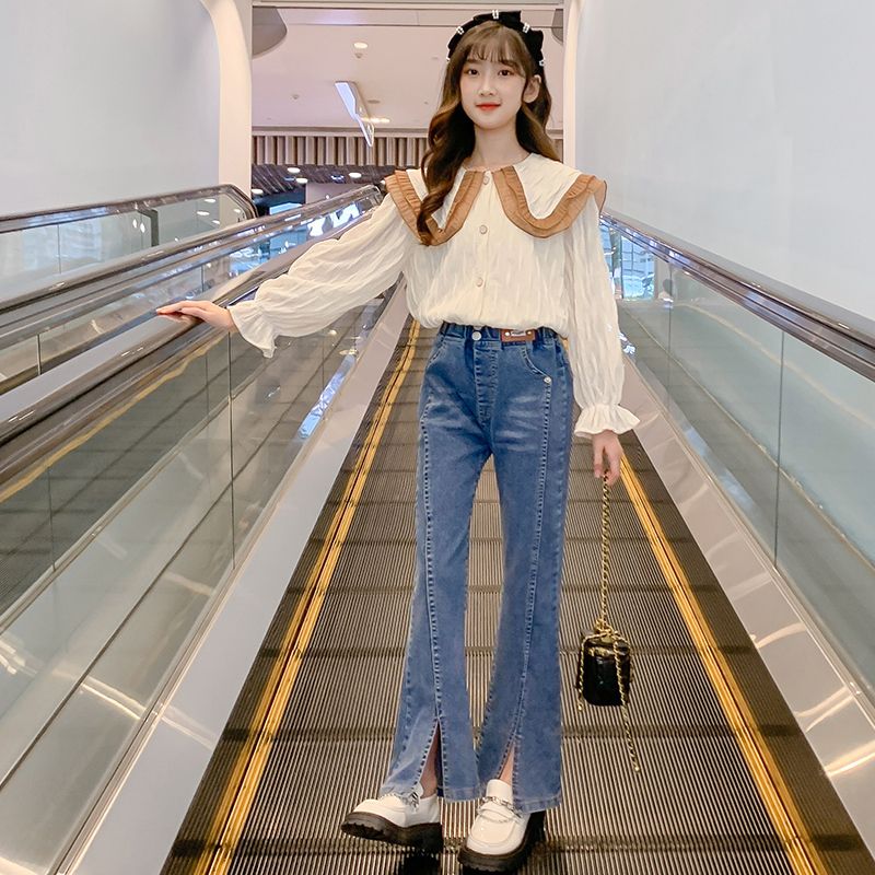 女童秋裝套裝2023新款兒童洋氣時髦春秋中大童韓版休閒潮搭兩件套