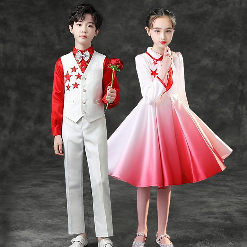 六一兒童合唱服紅領巾萬疆詩歌朗誦比賽男女演出禮服小學生舞蹈服