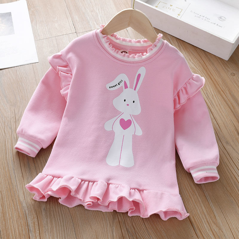 Girls sweater spring and autumn new small and medium children's clothing autumn lace round neck long-sleeved top children's splicing foreign style