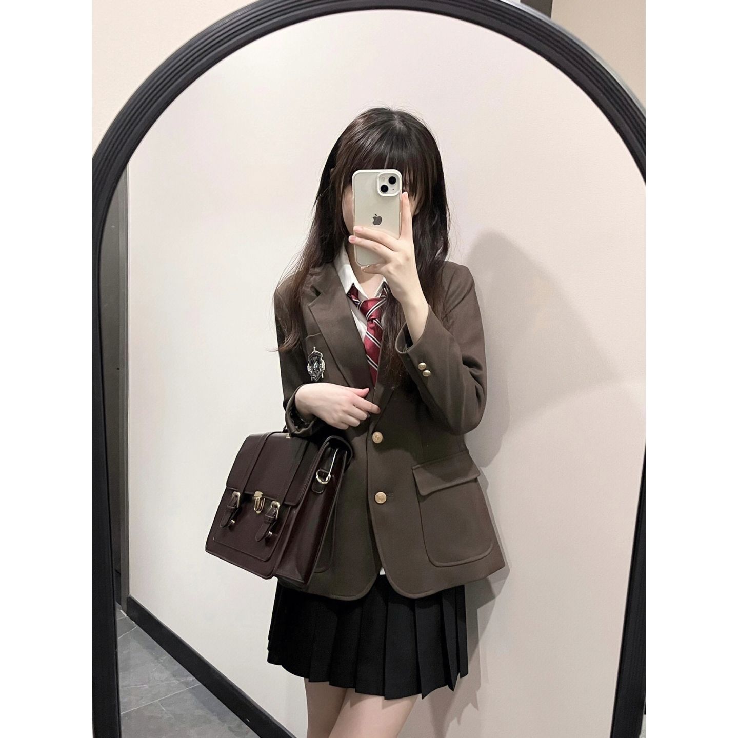 Three-piece suit/one-piece autumn and winter preppy style a complete set of JK suit jacket women's shirt pleated skirt