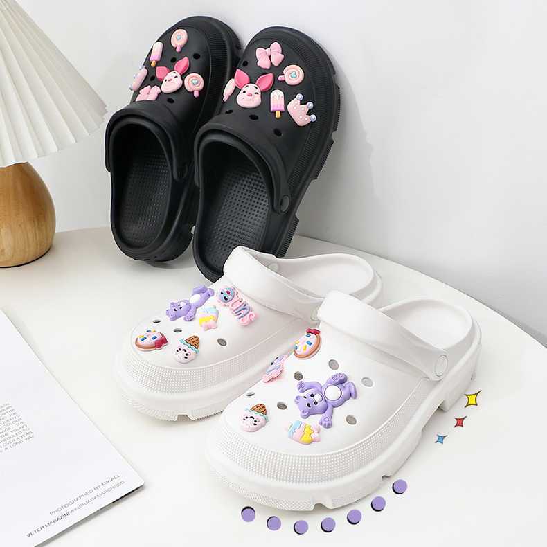Cute slippers women's summer outer wear 2022 new hole shoes women's summer Baotou two-wear sandals non-slip nurse shoes