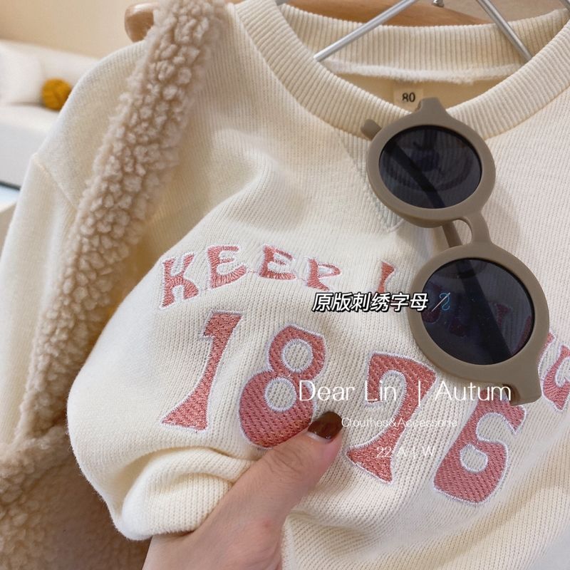 韩国童装女童字母长袖卫衣2022秋冬新款洋气中小童字母印花上衣潮