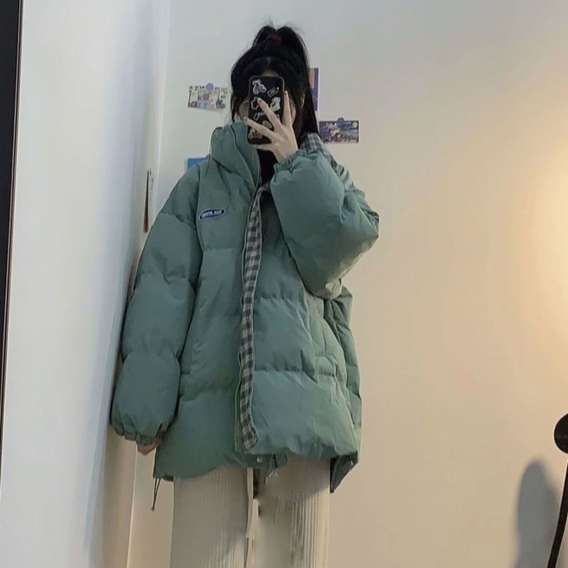 2022 new Korean style stand collar thickened down padded jacket winter student design loose warm bread jacket