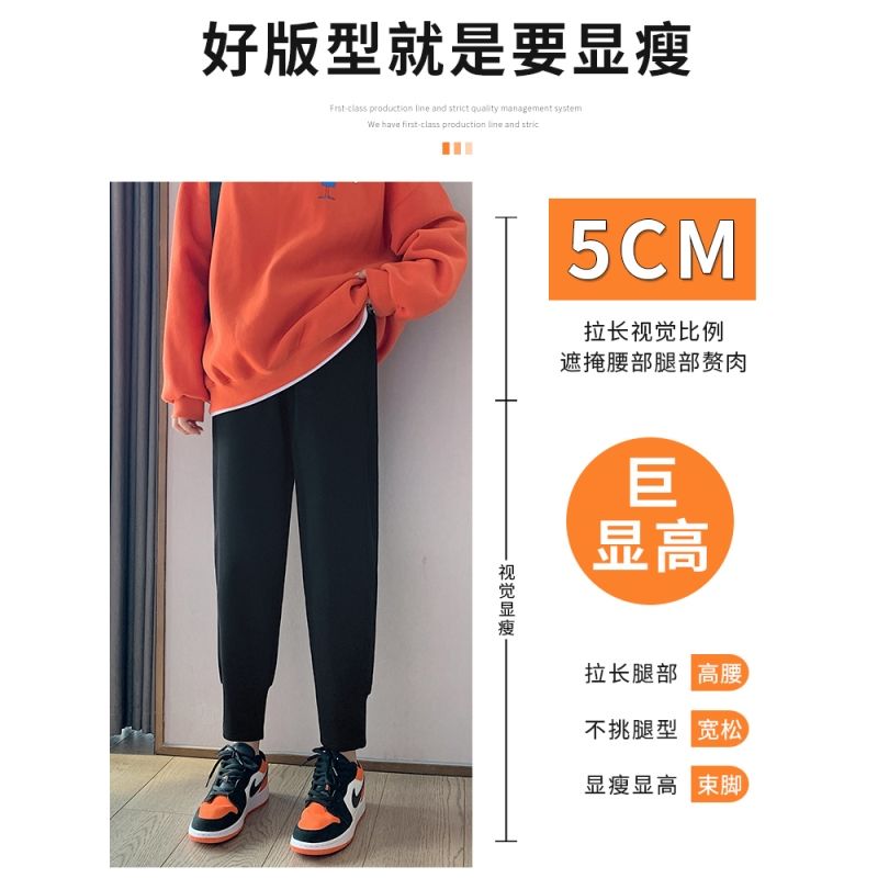 Beamed sports pants women's spring and autumn thin gray loose pants  new small fashion casual long pants