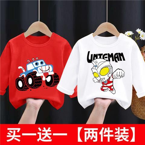Two-piece 2022 new boys and girls thin long-sleeved T-shirt off-road vehicle Altman boys printed long-sleeved top tide