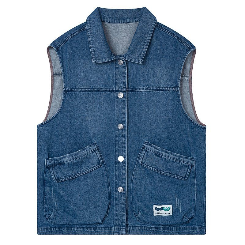 Casual mother wear denim vest women's short style 2023 spring and autumn large size loose vest middle-aged middle-aged wear vest