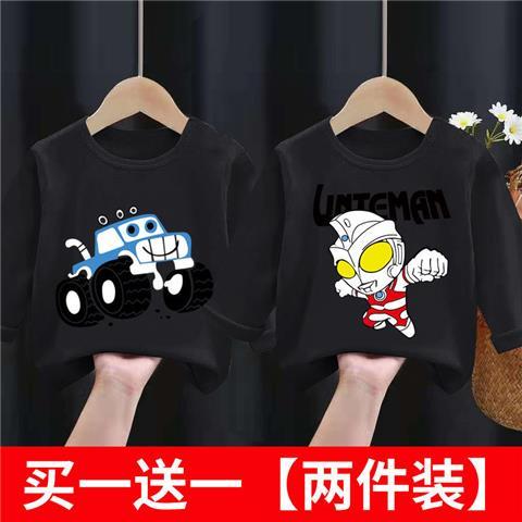 Two-piece 2022 new boys and girls thin long-sleeved T-shirt off-road vehicle Altman boys printed long-sleeved top tide