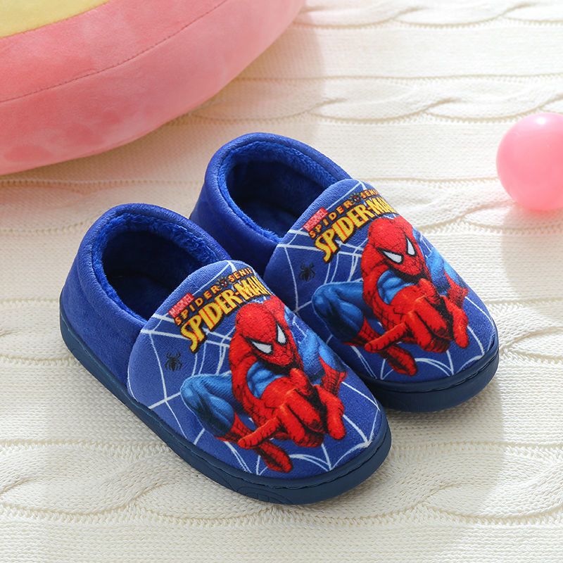 迪士尼蜘蛛侠儿童棉拖鞋男孩冬季保暖小孩居家室内中大童包跟棉鞋
