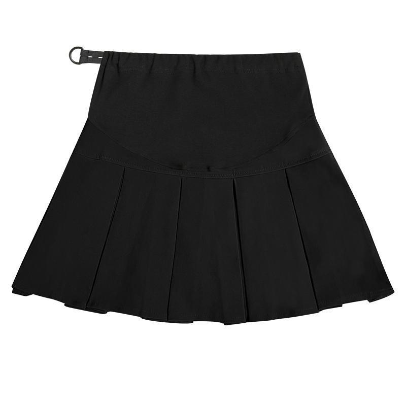 Pregnant women's short skirt skirt autumn Korean self-cultivation short section pleated A-line autumn and winter outerwear small retro black