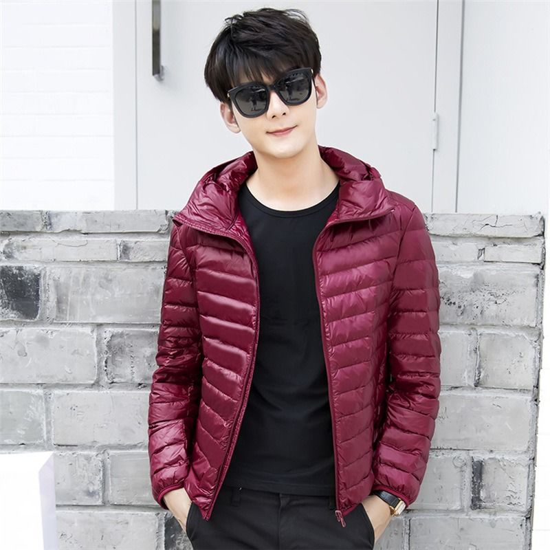 2023 new light and thin down padded jacket men's short all-match lightweight stand-up collar cap thin section middle-aged and young autumn and winter coat