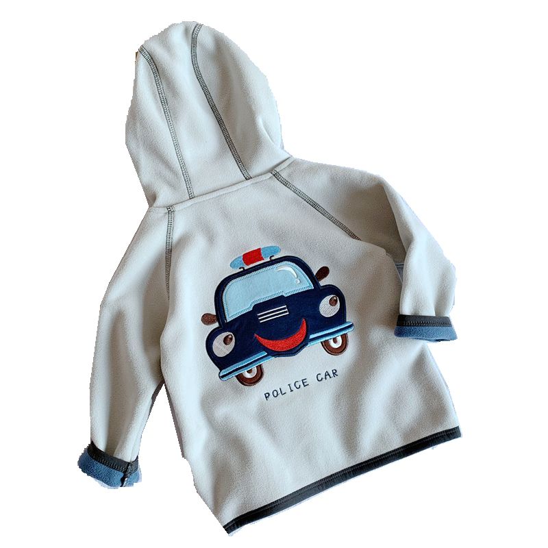 2021 autumn and winter children's clothing boys polar fleece hooded jacket children's baby car windbreaker going out clothes tops