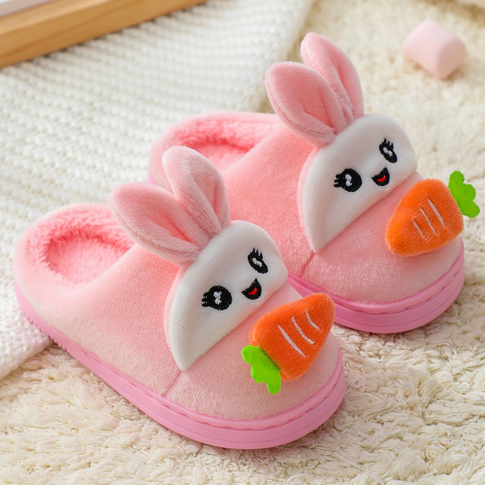 儿童棉拖鞋女童居家保暖时尚卡通可爱兔子小孩棉拖鞋女