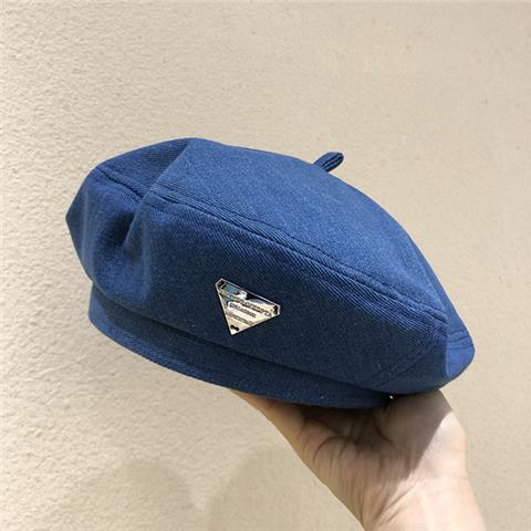 Japanese triangle standard beret hat denim female niche painter hat casual all-match face small bud hat tide