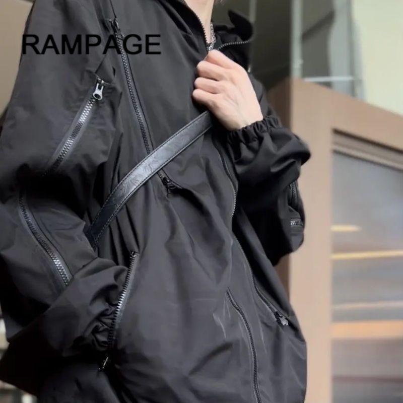RAMPAGE国潮连帽冲锋衣男女同款小众户设计感潮牌外套ins潮流夹克