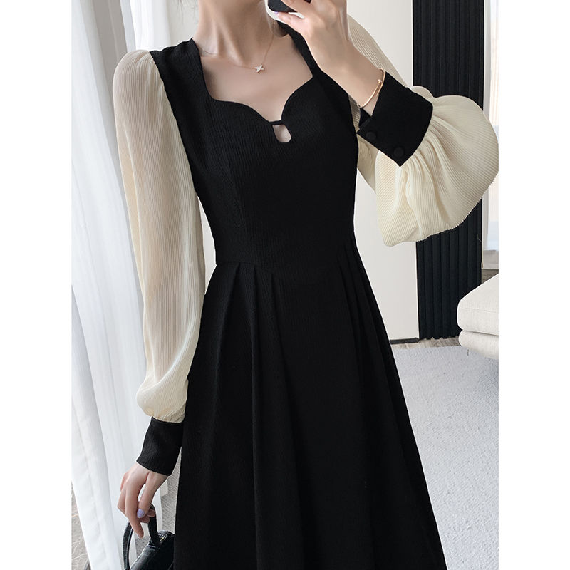 Early autumn 2023 new women's summer French design niche high-end temperament Hepburn style long-sleeved dress