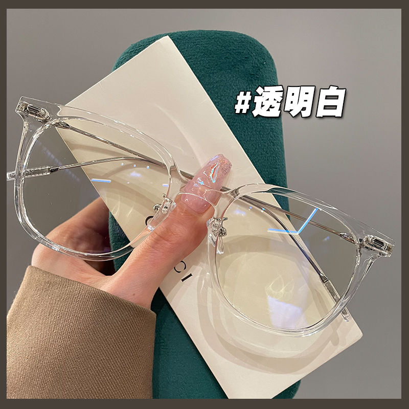 Ultra-light tea brown glasses short-sighted women without makeup artifact square frame can be equipped with degree eyes flat light frame Korean version trendy