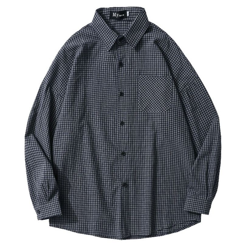 MOISHE TIDE trendy brand retro plaid long-sleeved shirt men's loose ins casual handsome couple shirt jacket