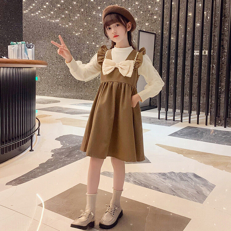 Girls autumn dress 2023 new children's net red foreign style long-sleeved skirt spring and autumn girl fashionable princess dress