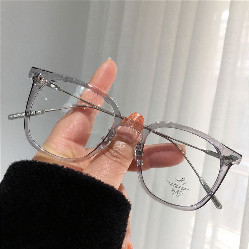 Cold brown myopia glasses frame women can match the degree plain face anti-blue light radiation big face flat mirror eyes men