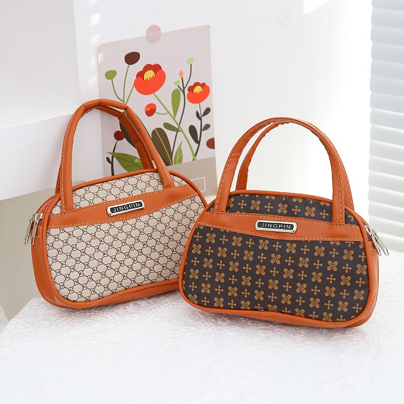 Mommy bag women's bag double pull middle-aged and elderly women's handbag PU mobile phone coin purse shopping bag key bag dinner bag