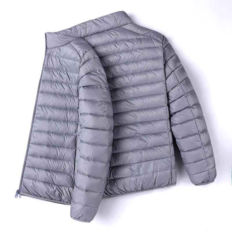 Autumn and winter 2022 new thin and light down padded jacket men's stand-up collar short section young and middle-aged ultra-thin lightweight hooded large size