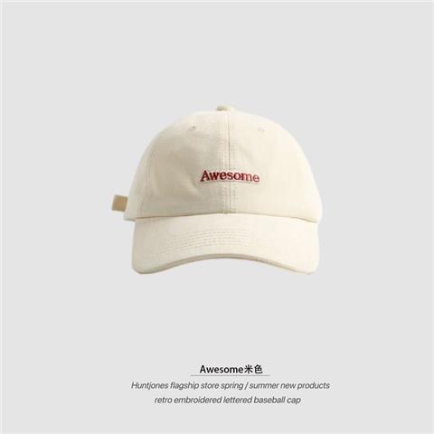 Japanese ins new white pink embroidered letters peaked cap female summer fashion face small sunscreen baseball cap