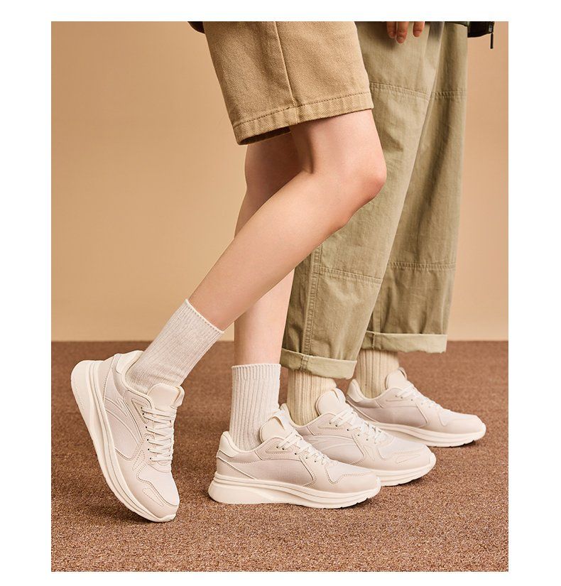 ANTA casual for men in autumn summer, breathable lightweight leather surface, trendy and versatile running, white thick_voghion.com
