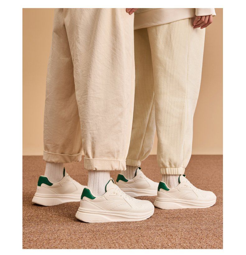 ANTA casual for men in autumn summer, breathable lightweight leather surface, trendy and versatile running, white thick_voghion.com
