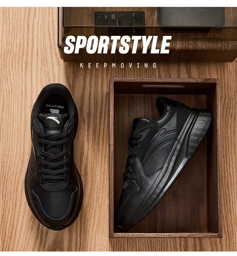 ANTA casual for men in autumn summer, breathable lightweight leather surface, trendy and versatile running, white thick_voghion.com