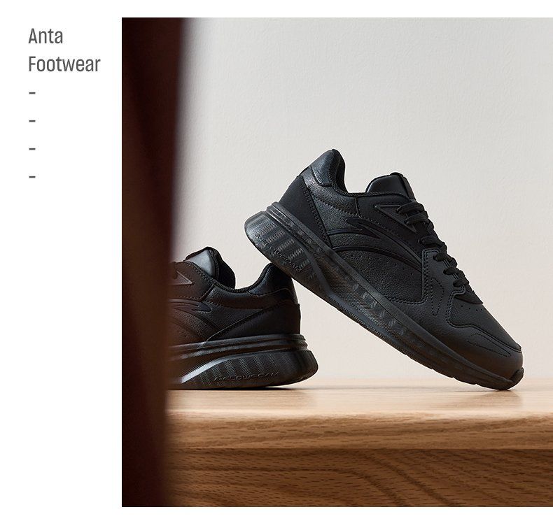 ANTA casual for men in autumn summer, breathable lightweight leather surface, trendy and versatile running, white thick_voghion.com