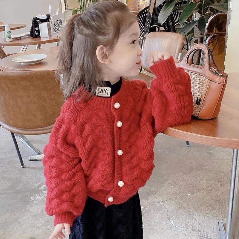 Girls Knitted Sweater Cardigan 2023 New Western Style Children's Thickened Sweater Baby Xiaoxiang Wind Korean Coat Tops