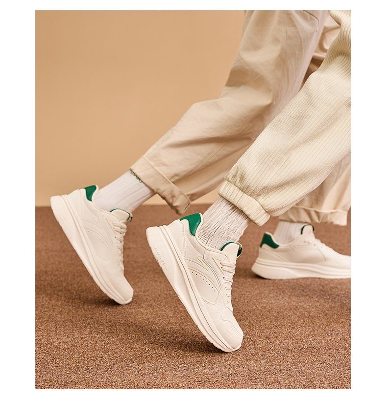 ANTA casual for men in autumn summer, breathable lightweight leather surface, trendy and versatile running, white thick_voghion.com