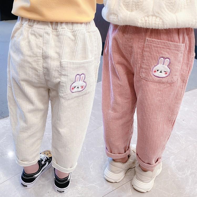 女童褲子2023春秋新款韓版燈芯絨洋氣中小童女孩寶寶春秋休閒潮褲