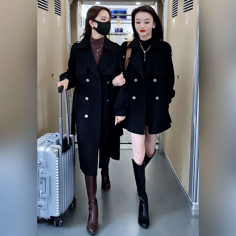 風衣外套女2023新款秋冬裝英倫風小個子時尚中長款氣質流行大衣潮