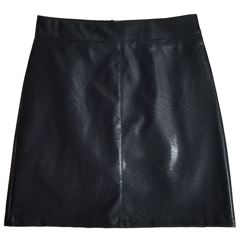 Autumn Leather Skirt  New Black PU Leather Hip Skirt Skirt High Waist Slim Small Skirt Solid Color Leather Skirt for Women