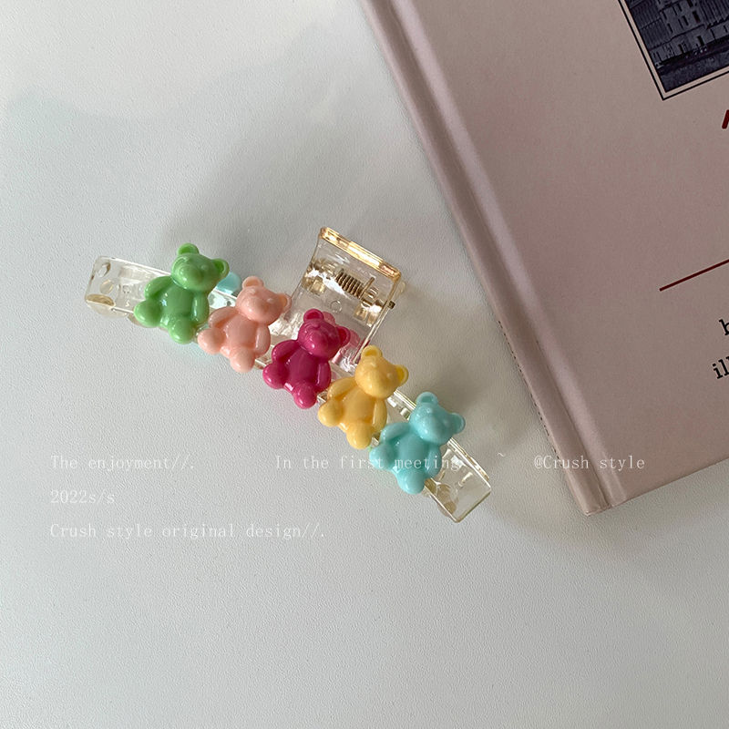 Candy-colored cute bear catch clip female autumn and winter back head large shark clip Korean sweet temperament head jewelry