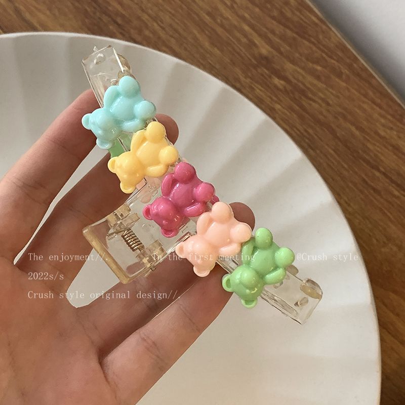 Candy-colored cute bear catch clip female autumn and winter back head large shark clip Korean sweet temperament head jewelry