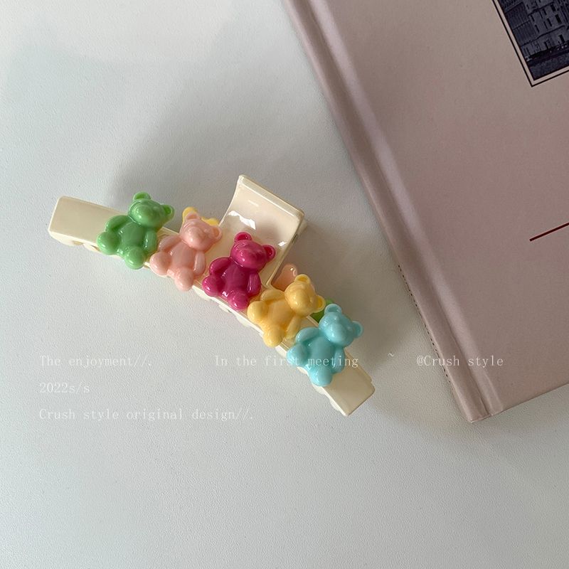 Candy-colored cute bear catch clip female autumn and winter back head large shark clip Korean sweet temperament head jewelry