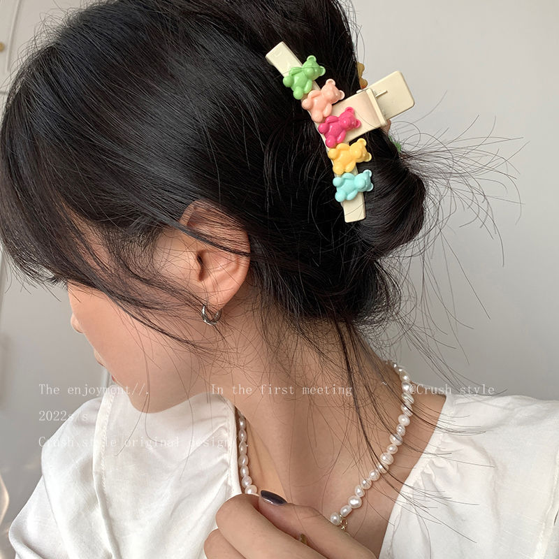 Candy-colored cute bear catch clip female autumn and winter back head large shark clip Korean sweet temperament head jewelry